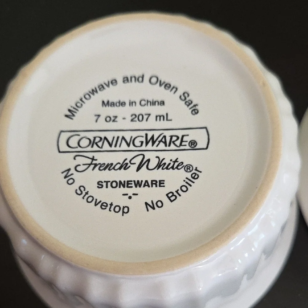 CorningWare French White 7oz Stoneware Ramekins Set of 2
